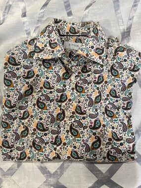 Eton Paisley Print Long Sleeve Shirt (XS)